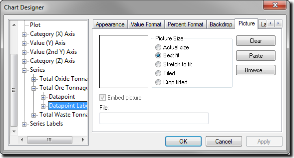 Chart Designer Window - Picture tab