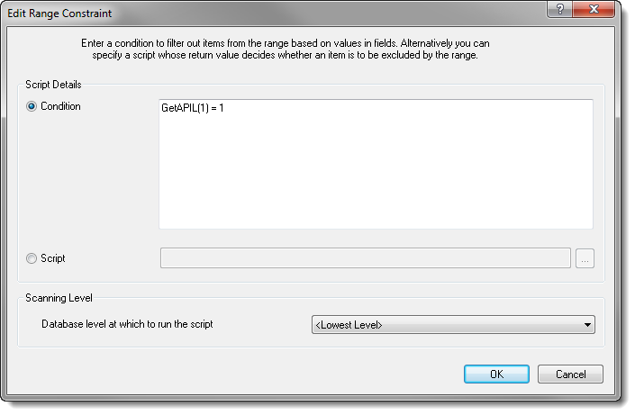 Edit Range Constraint Window