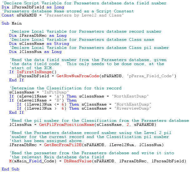 Example Parameters XCM - 2