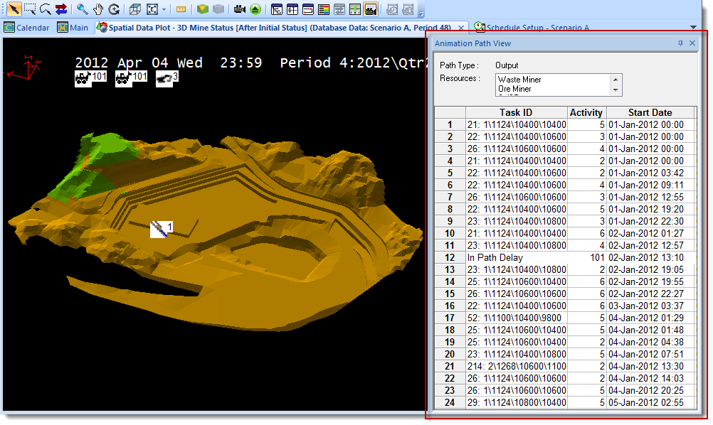 3D Graphics Toolbar - Animation Path View displayed