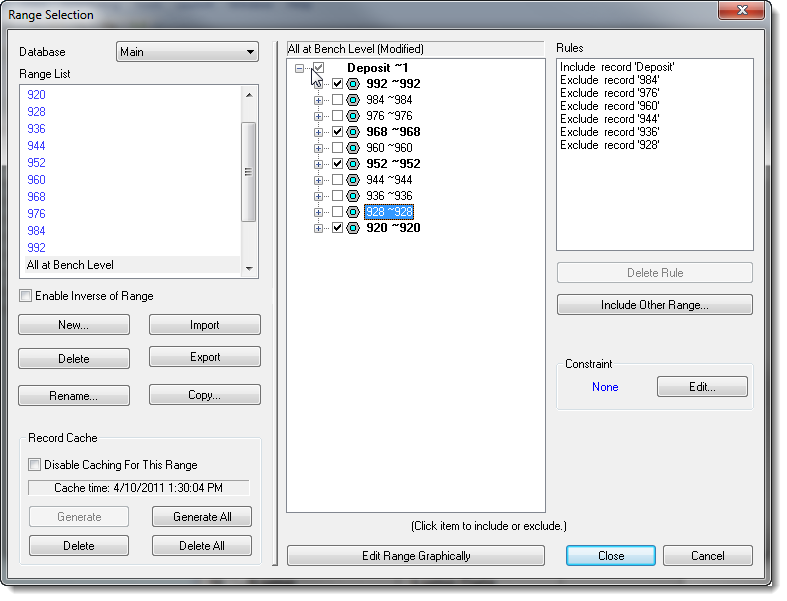 Range Selection Window