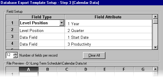 Data Export Field Setup