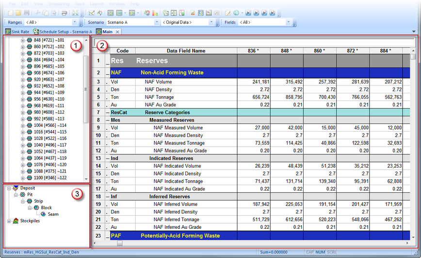 Database - main workspace layout