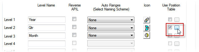 Project Properties - Print Position Table