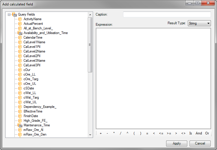 calculated field expression builder