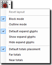 XPAC Reports Grid Settings Button MENU