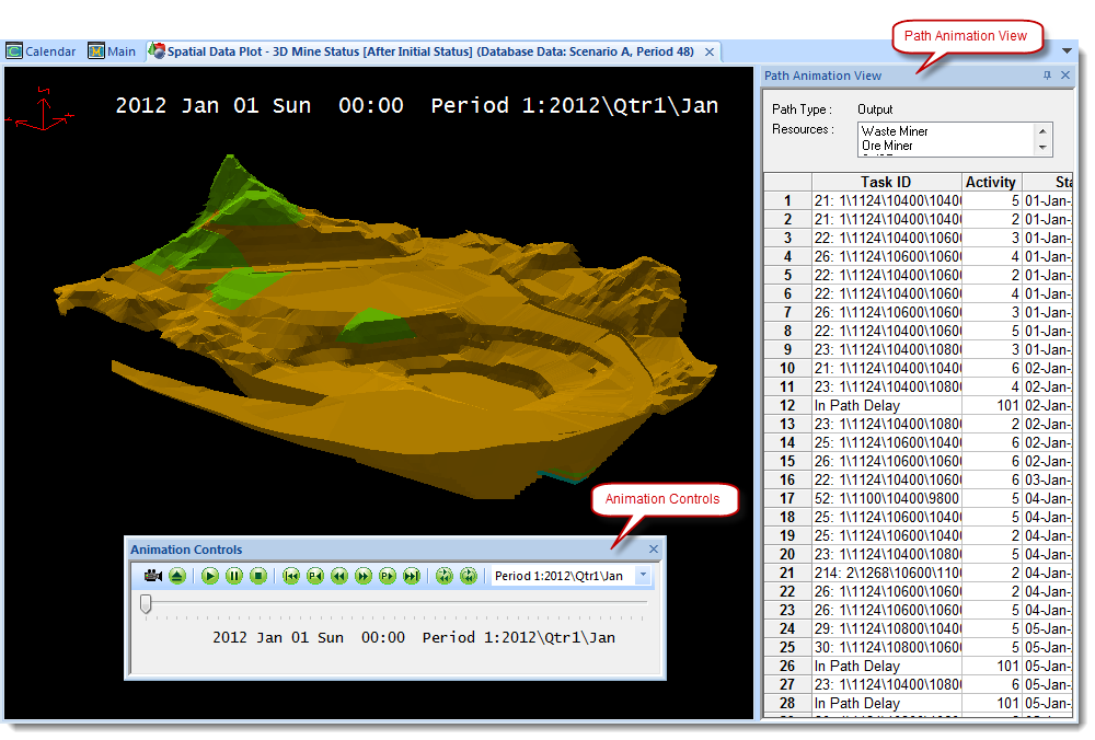 Spatial Data Plot Window - Animating the schedule