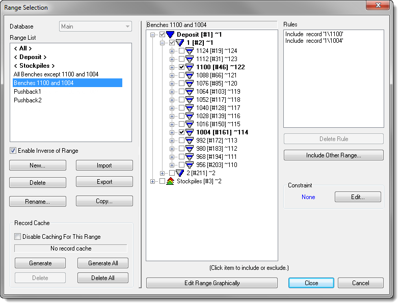 Range Selection Window - Inverse