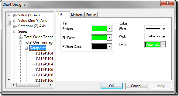 Chart Designer Window - Fill tab